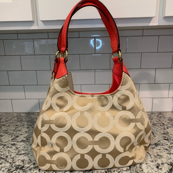 Fabric and Leather Coach Purse - Picture 3 of 8